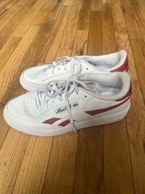 Reebok White Sneakers with Red Stripe Accent